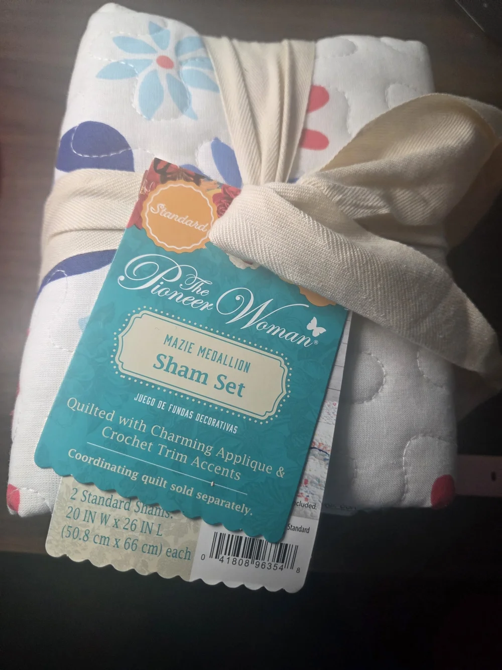 The Pioneer Woman White Sham Set with Blue and Pink Floral Accents